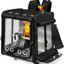 Suertree Bird Carrier with Seat Belt for Car Travel, Bird Backpack Carrier with Indestructible Stainless Steel Mesh, Large Bird Carrier Travel Cage, Black