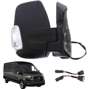Marretoo Passenger Right Side Door Mirror replacement for 2015-2025 Ford Transit 150 250 350 350 HD Cargo Van 6 pins Power Glass,Heated,Signal Light Short Arm Textured Black FO1321552
