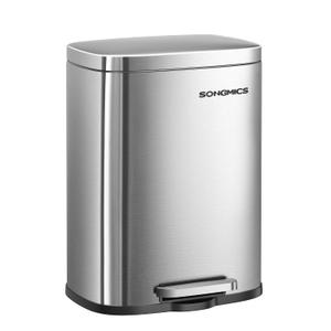 SONGMICS 3.2 Gallon (12 L) Trash Can, Stainless Steel, Step-On Pedal