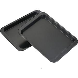 Little Small Baking Sheets Nonstick Set of 2 (9.5inch X 7.1inch)  SS&CC 8 Inch Nonstick Baking Toaster Oven Tray Cookie Sheets, 1 or 2 Person Household
