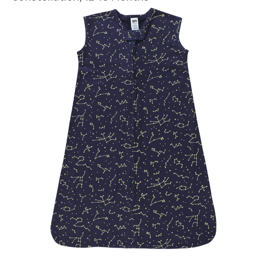 Hudson Baby Unisex Baby Cotton Sleeveless Wearable Sleeping Bag, Sack, Blanket, Navy Constellation, 0-6 Months