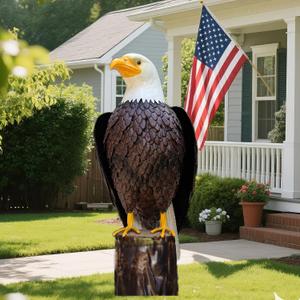 chisheen Bald Eagle Outdoor Metal Yard Art Statue and Sculpture for Garden Lawn Patio Living Room Decoration, 8.66"L x 7.87"W x 20.86"H