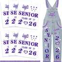 Solsew 6 Sets Class of 2026 Iron on Transfers for Overalls, Senior 2026 Iron on Patches Heat Transfer Stickers for Class Group Graduation Party Bib Pants Jeans Decorations(Purple)