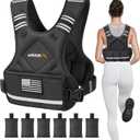 APEXUP Adjustable Weighted Vest, 20-32lb Vest with 6 Ironsand Weights and Large Pocket, Weight Vest for Men Women Strength Training, Running, Walking (Black)