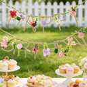 SUNBEAUTY 2 Pcs Wildflower Birthday Party Decorations 13.2FT Sturdy Hemp Rope Metal Happy Birthday Banner Handmade Hanging Banner 3D Garland Garden Tea Party Floral Decorations for Girls Women Baby, Medium