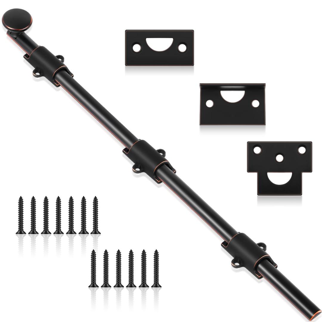 Tandefio 18" Cane Bolt for Gate Heavy Duty Solid Brass Slide Dutch Door Bolt Latch Oil Rubbed Bronze Hardware Locks Attic Latch for Dutch Sliding Barn Door Wooden Fence Metal Gate, Bronze