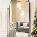Full Length Mirror, 58"x19" Arched Floor Mirror Freestanding, Floor Standing Full Body Mirror with Stand for Bedroom, Hanging Mounted for Living Room Cloakroom, Black