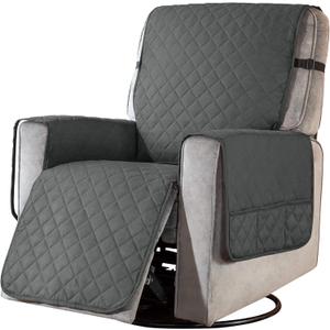 SUBRTEX Recliner Chair Cover for Small Reclining Chair Slipcover Seat Width to 25 Inch Reversible Washable Protector with Elastic Adjustable Straps for Kids Pets (Small Recliner, Gray)