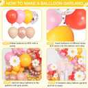 168Pcs Daisy Balloon Arch Garland Kit, Mothers Day Pastel Pink Orange Yellow Confetti Daisy Flower Balloons for Two Groovy One Birthday Floral Boho Girl Baby Shower Wedding Hippie Party Decorations