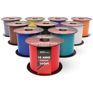 GS Power 1000ft CCA 16 Gauge Wire Automotive, 100ft Spool, 10 Colors, 16 AWG 12v Low Voltage, Speaker Electrical Wire Low Voltage Primary for Car Stereo Audio Trailer Harness Hookup Wiring LED DIY