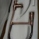 Akicon Antique Copper Pre-Rinse Spring Kitchen Faucet, Single Level Solid Brass Kitchen Sink Faucets with Pull Down Sprayer