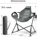 Hammock Camping Chair with Adjustable Backrest, 350LBS Heavy Duty Oversized Swinging Chair Portable Folding Rocking Chair with Pillow Cup Holder for Outdoor Beach Camping Patio, Grey