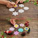 30Pcs Wooden Snowflake Ornaments, White Christmas Tree Hanging Decorations DIY Craft Wood Cutouts for Xmas, Rustic Unfinished Wood Snowflakes with Twine for Crafts and Holiday Decor