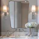 ANDY STAR Chrome Mirror for Bathroom, 22x30 Inch Asymmetrical Mirror, Polished Chrome Bathroom Vanity Mirror with Rust-Proof Stainless Steel 1 Frame, Unique Shape for Home Remodel