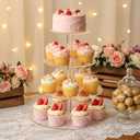 Cupcake Stand 4 Tier Round Acrylic Cupcake Display Stand Holder for 28 Cupcakes Clear Acrylic Cupcakes Holder for Birthday, Wedding, Baby Shower, Party