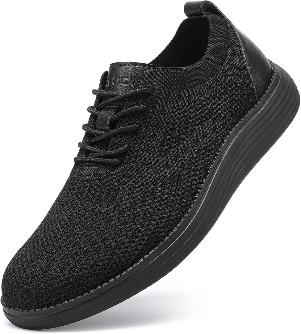 VILOCY Men's Casual Dress Sneakers Lace-Up Oxfords Business Mesh Breathable Walking Shoes Tennis Comfortable, 4