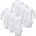 Gerber unisex-baby Multi-pack Long-sleeve Onesies Bodysuit Mitten Cuff Sizes (3-6 Months, 6-pack White)