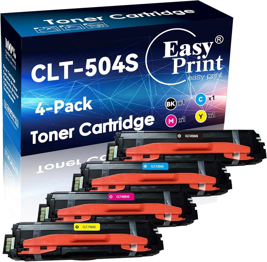 EASYPRINT (1xSET, BCMY) Compatible Toner Cartridge Replacement for Samsung CLT-504S Used for CLP-415N CLP-470 CLP-475 CLX-4195 4195N SL-C1810W 1860FW Printer