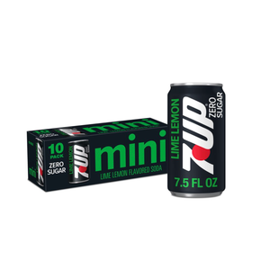 7UP Zero Sugar Lime Lemon Soda, 7.5 Fl Oz Mini Cans, 10 Pack