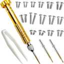 PTSLKHN Eye Glass Repairing Kit, S2 Steel Screwdriver with 15 Types of Screws, Precision Eyeglass Repair Tool Set (Gold2in1-screws)