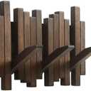 2 x Modern Wooden Coat Rack Wall Mount | 3-Hook Flip Down Piano Design Coat Rack Wall | Natural Acacia Wood with Wax Oil Finish | Decorative Wall Art for Entryway, Hallway & Bedroom