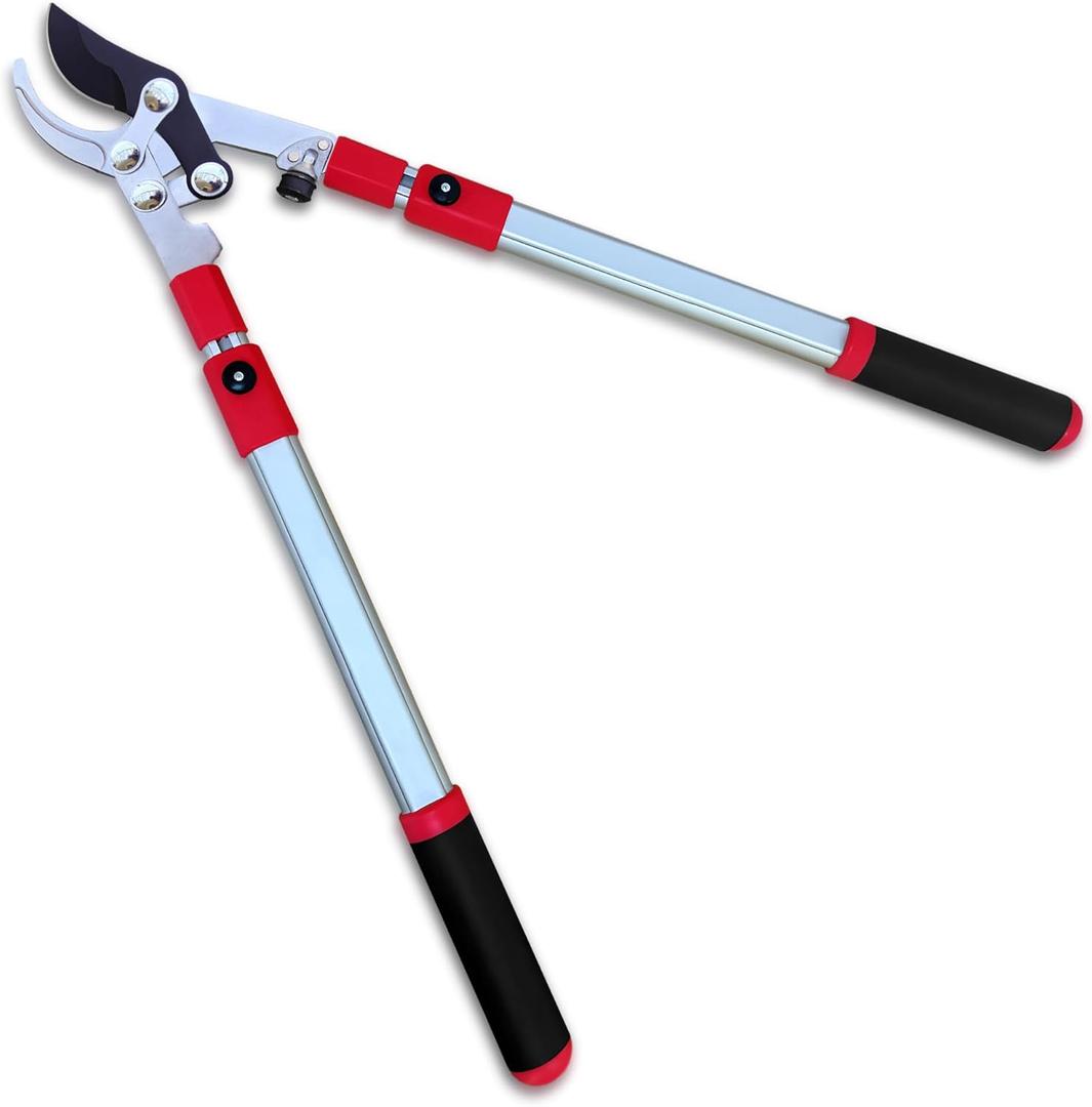 TABOR TOOLS GG21A Extendable Bypass Lopper with Compound Action, 27-40 Inch Telescopic Tree Trimmer, Long Handled Branch Cutter with 1 1/2 Inch Cut Capacity, Makes Clean Neat Cuts.