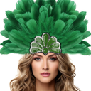 HOMELEX Women's Black Feather Headpiece Carnival Caribbean Headdress Showgirl Accessories