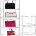 6 Pcs Clear HandPurse Storage Organizer, 15.7"x 11.8"x 9.84" Purse Storage Organizer for Closet Clear Stackable Handbag Display Case Box with Magnetic Door for Collectibles, Cosmetic, Heels