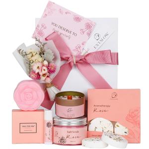 EXTALOW Spa Gifts for Women Bath and Body Gift Baskets Mothers Day Gift Rose Home Spa Set Self Care Gifts for Mom Sister Her Wife Birthday Gifts for Women Spa Kit Care Package Thank You Gift