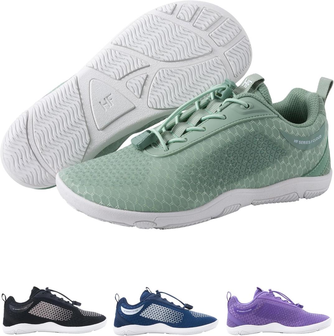 Hike Footwear HF Flow Barefoot Shoes for Women & Men - Minimalist Shoes with Arch-Support, Breathable Splash-Proof & Versatile Boot, Ergonomic Pain-Relief Posture Improvement Hiking Boots (13-13.5 Wide Women/11-11.5 Wide Men, Green)