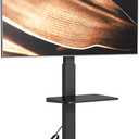 Steel Base Rolling TV Stand with Power Outlet for 32-75 inch TVs up to 110 lbs, Leveling & Tilt & Swivel Mobile TV Stand with Hidden Wire Management, Height Adjustable Portable Tv Stand, Black