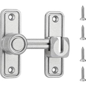Barn Door Lock Latch, 90 & 180 Degree Heavy Duty Barn Door Latch Hardware Barn Door Locks and Latches Sliding Door Lock Home Safety Gate Locks Fit for Garage, Garden, Bathroom, Cabinet(Silver)