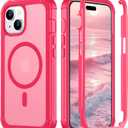 Red2Fire Magnetic for iPhone 15 Case, [Compatible with MagSafe][Military Grade Drop Protection][Heavy Duty Shockproof] Non-Slip Translucent Matte Bumper Phone Case for iPhone 15 6.1"-Hot Pink