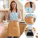 Ice Cream Parlor Apron, Cute Cones Colored Sprinkles Apron for Women with Adjustable Neck, Pockets Home Kitchen