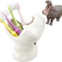 FlidRunest Kids Hippo Toothbrush Holder, Cute Hippo Pen Pencil Holder, White Ceramic Succulent Planter Pots for Home Office Decoration Desk Organization, Set of 1