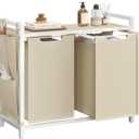 VASAGLE Laundry Hamper with Shelf, 2 Pull-Out Bags, 2 x 12.1 Gallons (46 L), 2 Bags - 92 L
