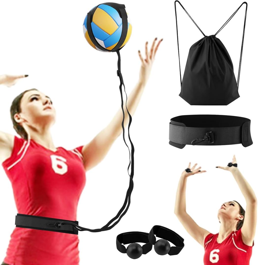 Volleyball Training Equipment Aid, Volleyball Training Set Serving Trainer, Solo Volleybal-l Trainer to Practice Serve, Spike, Set, Pass, Volleybal-l Gift for Beginners/Pro(COLOR:Black)