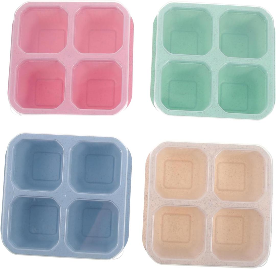 Luxshiny 4pcs Multi-grid Snack Serving Box Food-grade Dried Fruit and Snack Container Lid Compartments for Parties and Catering for Organizing and Treats
