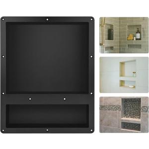 Suteck Shower Niche Double Shelf, 16-Inch Width x 20-Inch Height x 4-Inch Depth, Recessed Shower Niche Ready for Tile (Inner Size: Length 12"+4", Width 14") Niche for Shower Bathroom Storage