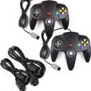 2 Pack Classic N64 Controllers (Black) Bundle with 2 Pack 6FT N64 Controller Extension Cable