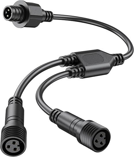 Y-Splitter for Govee Smart Outdoor String Lights 2, (1 Male to 2 Female) Y-Shaped Extension Cable Compatible with Govee ‎H7039 H7037 H7038, 3-Pin Replacement Cord for Patio, Backyard, Balcony