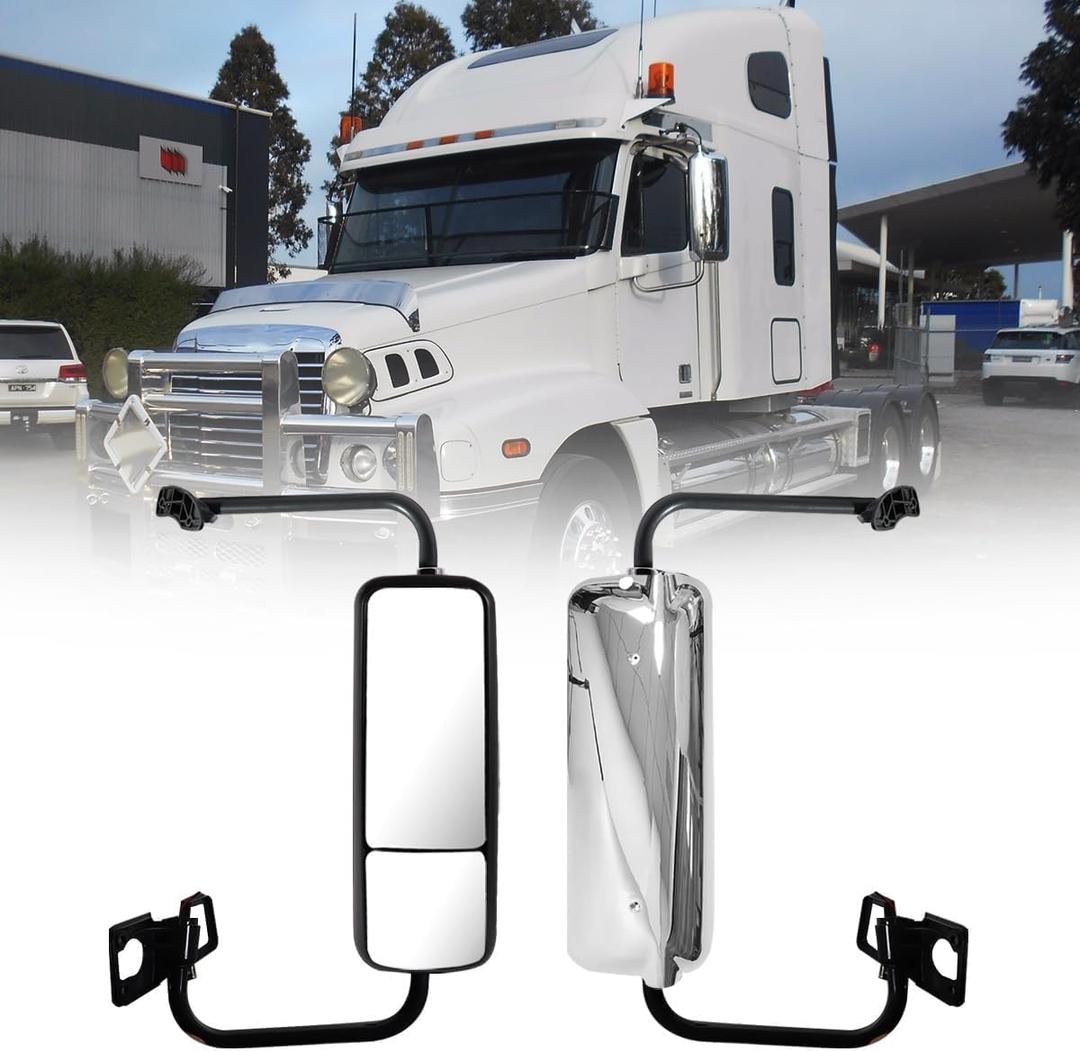 Left Chrome Door Mirror Fits For 2007 freightliner Century 1996-2017 Truck Side Mirror With Power Heated