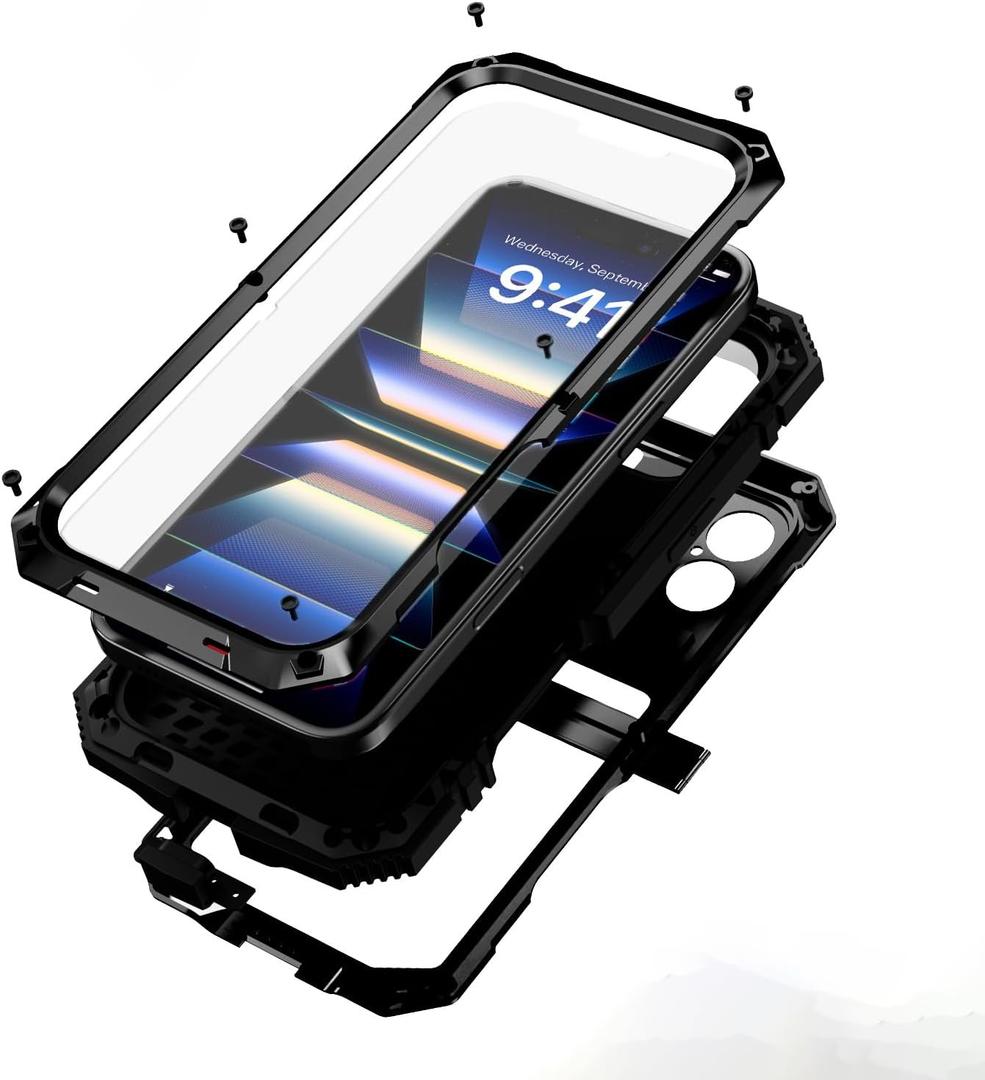 Lunivop for iPhone 16 Plus 6.7" Case Metal Heavy Duty Military Black