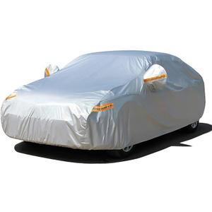 SEAZEN Car Cover with Zipper, 2 Layer Full Car Covers Waterproof/UV Protection/Snowproof/Dustproof, Universal Car Cover (Fit Sedan-Length Up to 200")