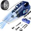 VARSK Car Vacuum Cleaner High Power, 4-in-1 Handheld Car Vacuum Portable Tire Inflator with LED Light and Digital Tire Pressure Gauge LCD Display, 12V DC, 15FT Cord, Car Gifts for Men Women