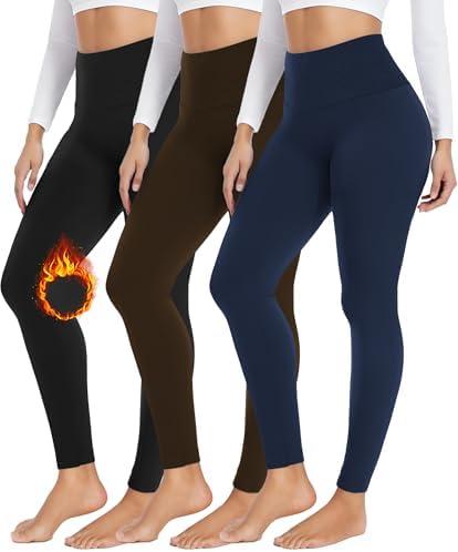 FULLSOFT 3 Pack Seamless Fleece Lined Leggings Women High Waisted Workout Winter Warm Thermal Yoga Pants, Size XXL