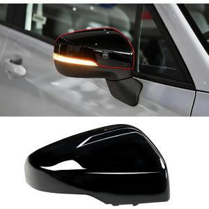 Yumzeco 1PC Compatible with Subaru Mirror Cover Forester 2019-2023/Crosstrek 2018-2023, Passenger Side Subaru Forester Mirror Cap W/Light Clip-on Replacement Replace for 91059FL020-Right Glossy Black