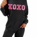 SELINK Christmas Pajamas for Women JOLLY Corded Long Sleeve Top and Pants Matching Lounge Set with Pockets (Small, Z512 Black Xoxo)