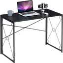 VECELO Folding Computer Desk 39.4'', Simple Laptop Table Home Office Workstation for Reading Writing, No Assembly Needed, Small Space, Black (1 Separate Panel)