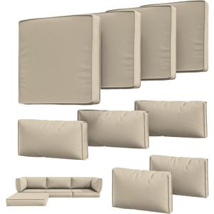 9Pcs Outdoor Chair Cushions Covers Waterproof Anti-Fading for 5 Pack Patio Set Cushion Slipcovers, Outdoor Furniture Cover Replacement, Covers Only, Cream